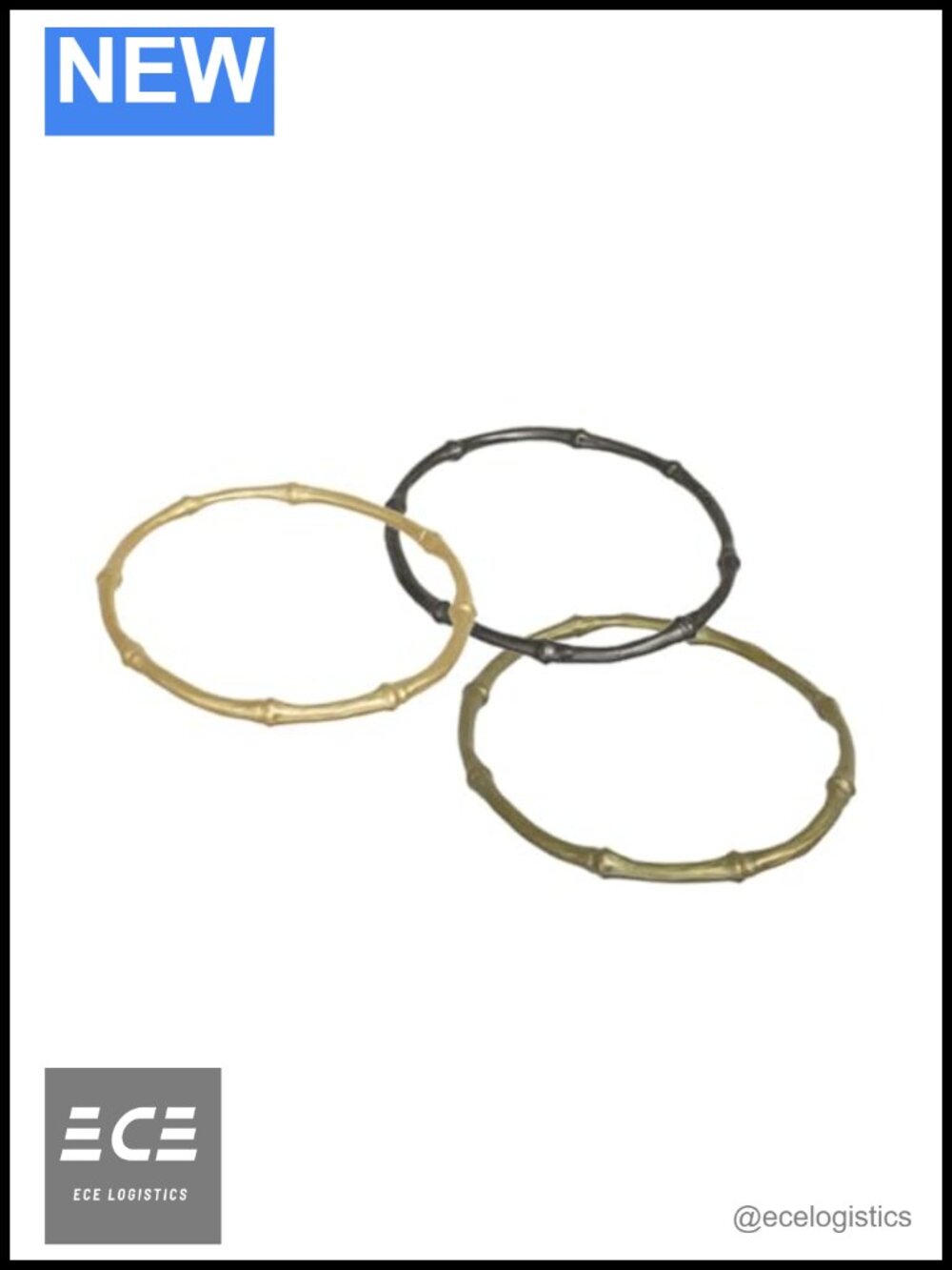 Hand Patinaed Bronze 24K Gold Layered Bangle Bracelet Set of 3 Bamboo